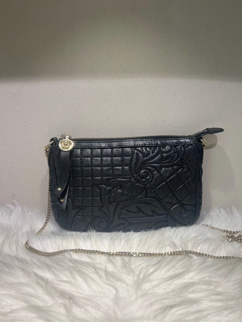 Pre-loved VERSACE Quilted Black Leather Crossbody Bag