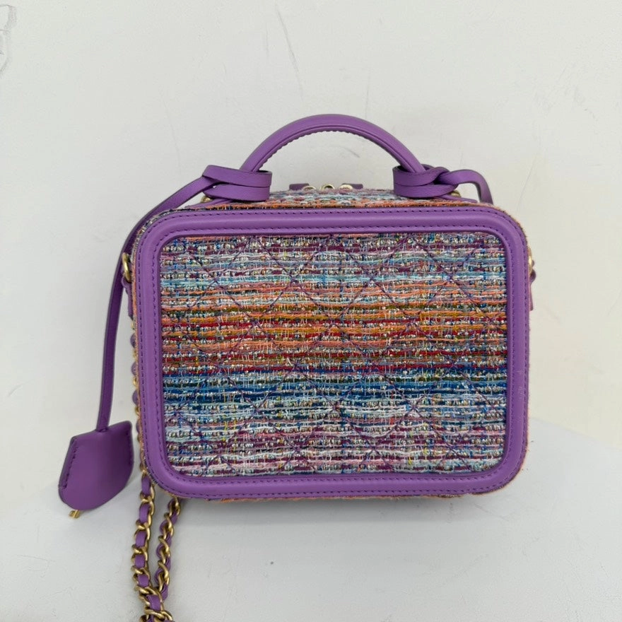 Preloved Chanel Filigree Tweed Leather 2way Bag Small - Lavender Crossbody