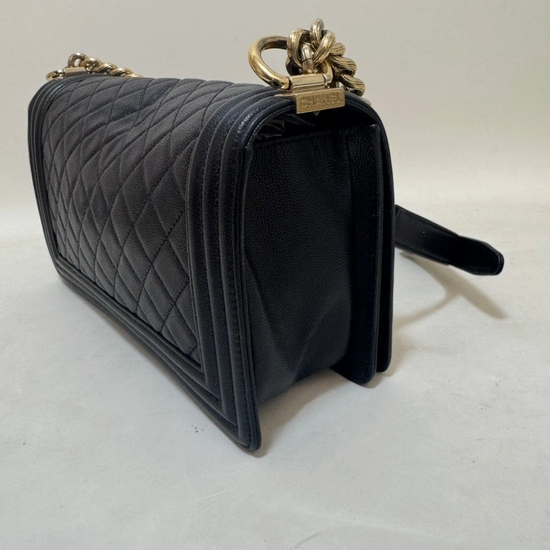 Preloved Chanel LeBoy Black Leather Crossbody Bag