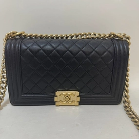 Preloved Chanel LeBoy Black Leather Crossbody Bag