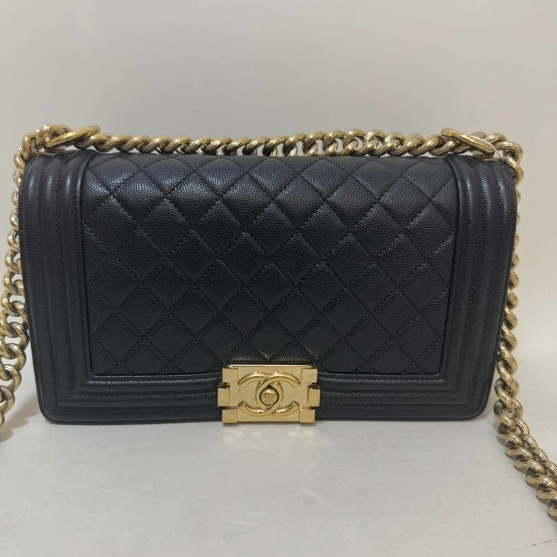 Preloved Chanel LeBoy Black Leather Crossbody Bag