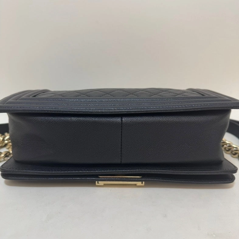 Preloved Chanel LeBoy Black Leather Crossbody Bag