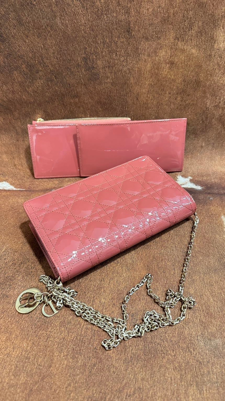 Preloved Dior 3in1 WOC Pink Leather Crossbody Wallet on Chain