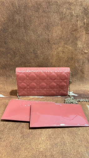 Preloved Dior 3in1 WOC Pink Leather Crossbody Wallet on Chain