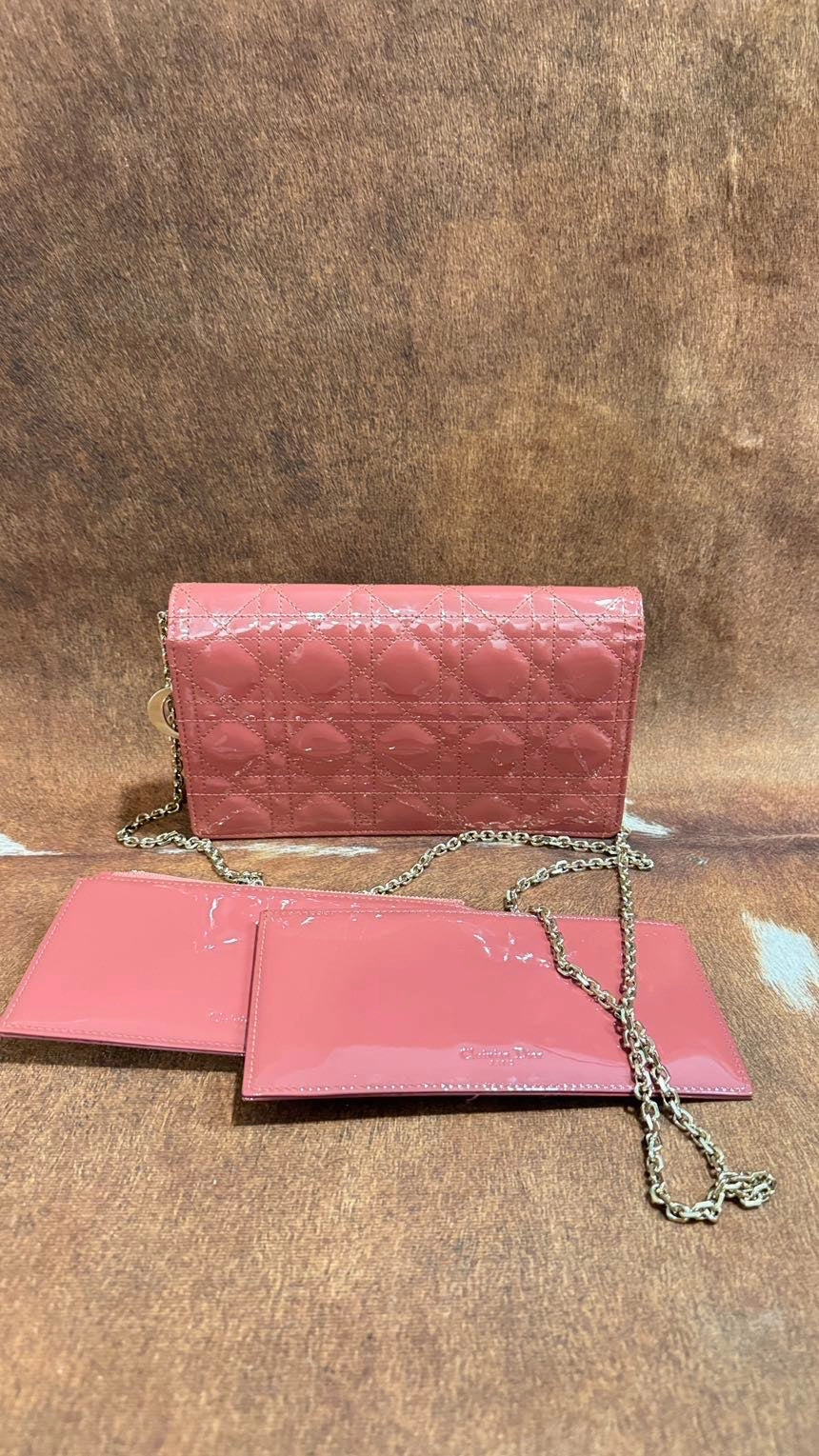 Preloved Dior 3in1 WOC Pink Leather Crossbody Wallet on Chain