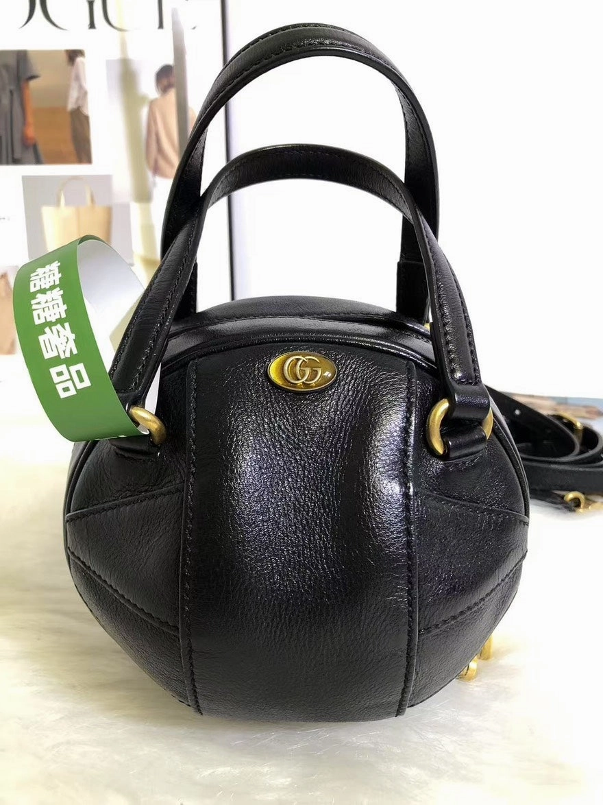 Preloved Gucci GG Marmont Black Leather Ball Crossbody Bag