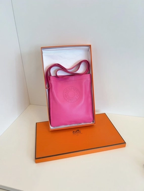 Preloved Herms Nappa crossbody Bag 20*23*2cm pink 117572