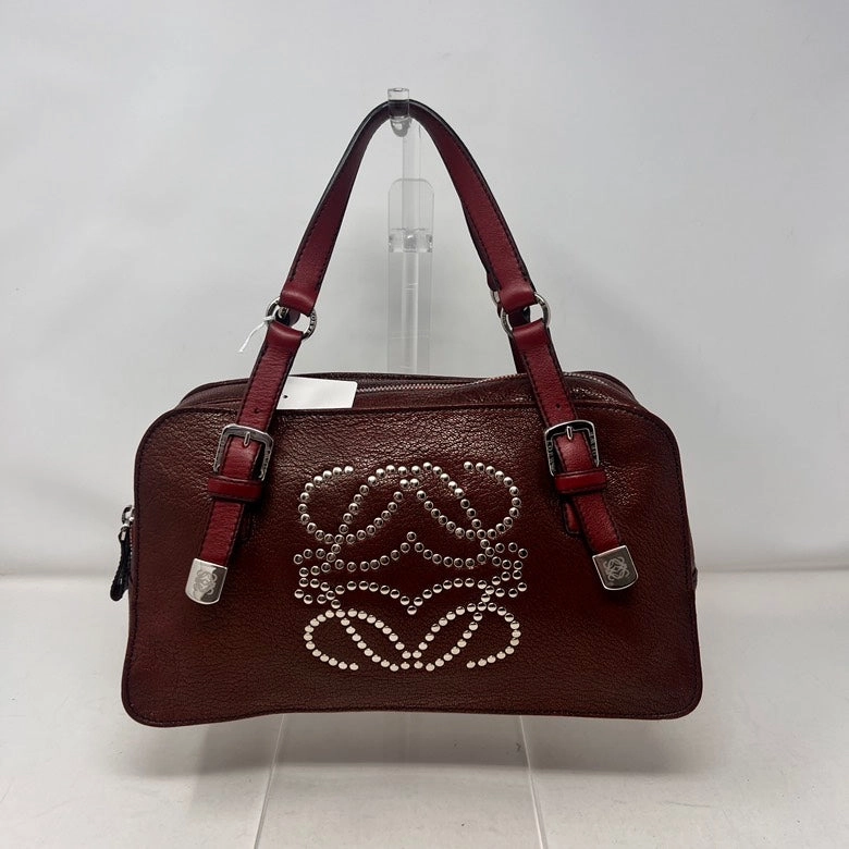 Preloved LOEWE Leather Handbag AF405 Burgundy Shoulder Bag