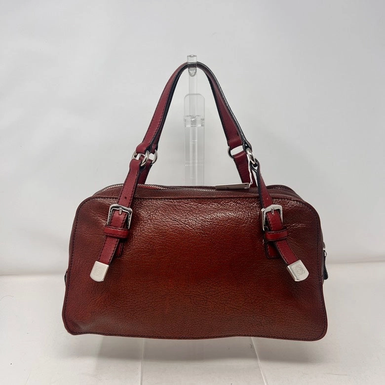Preloved LOEWE Leather Handbag AF405 Burgundy Shoulder Bag