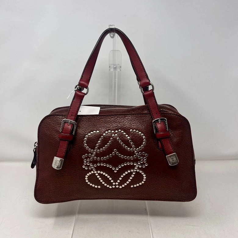 Preloved LOEWE Leather Handbag AF405 Burgundy Shoulder Bag