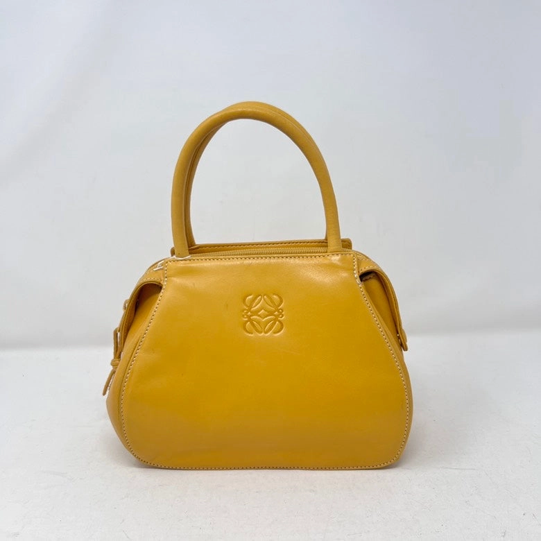 Preloved LOEWE Leather Handbag AF573 Yellow Shoulder Bag