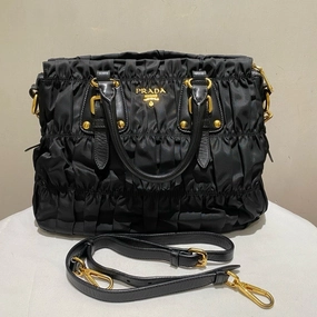 preloved Prada nylon tote and crossbody black