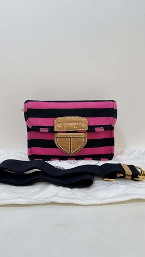 Preloved Prada Striped Pink and Black Crossbody Bag