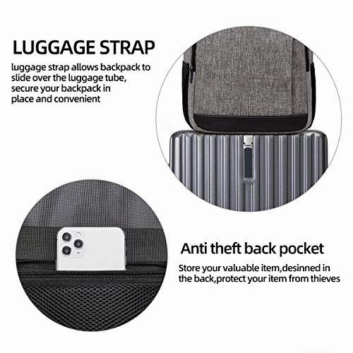 QINOL Travel Laptop Backpack Anti-Theft Work Bookbags With Usb Charging Port, Water Resistant 15.6 Inch College Computer Bag for Men Women (Grey)
