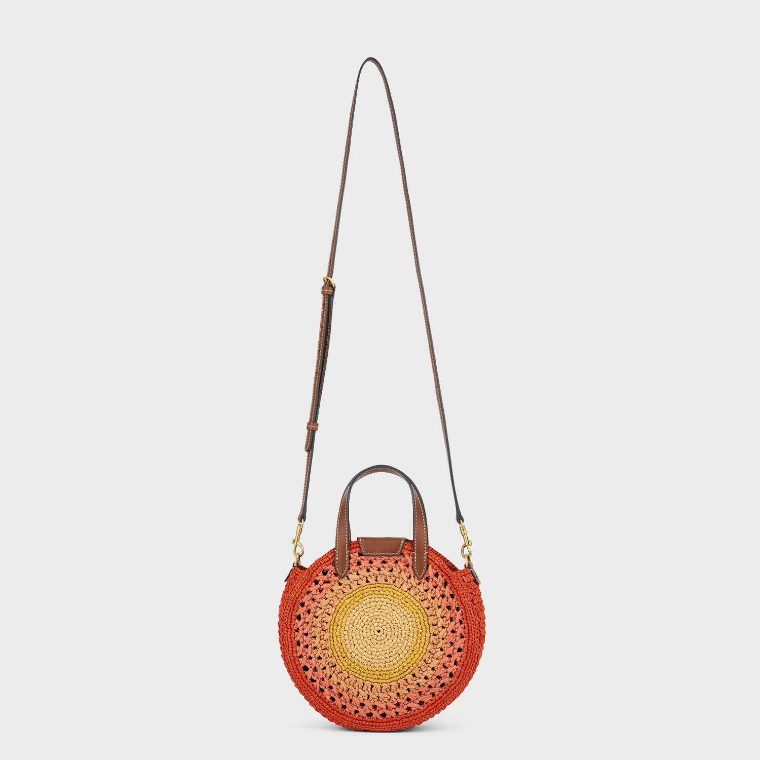 Raffia Small Round Bow Cross-body Tote