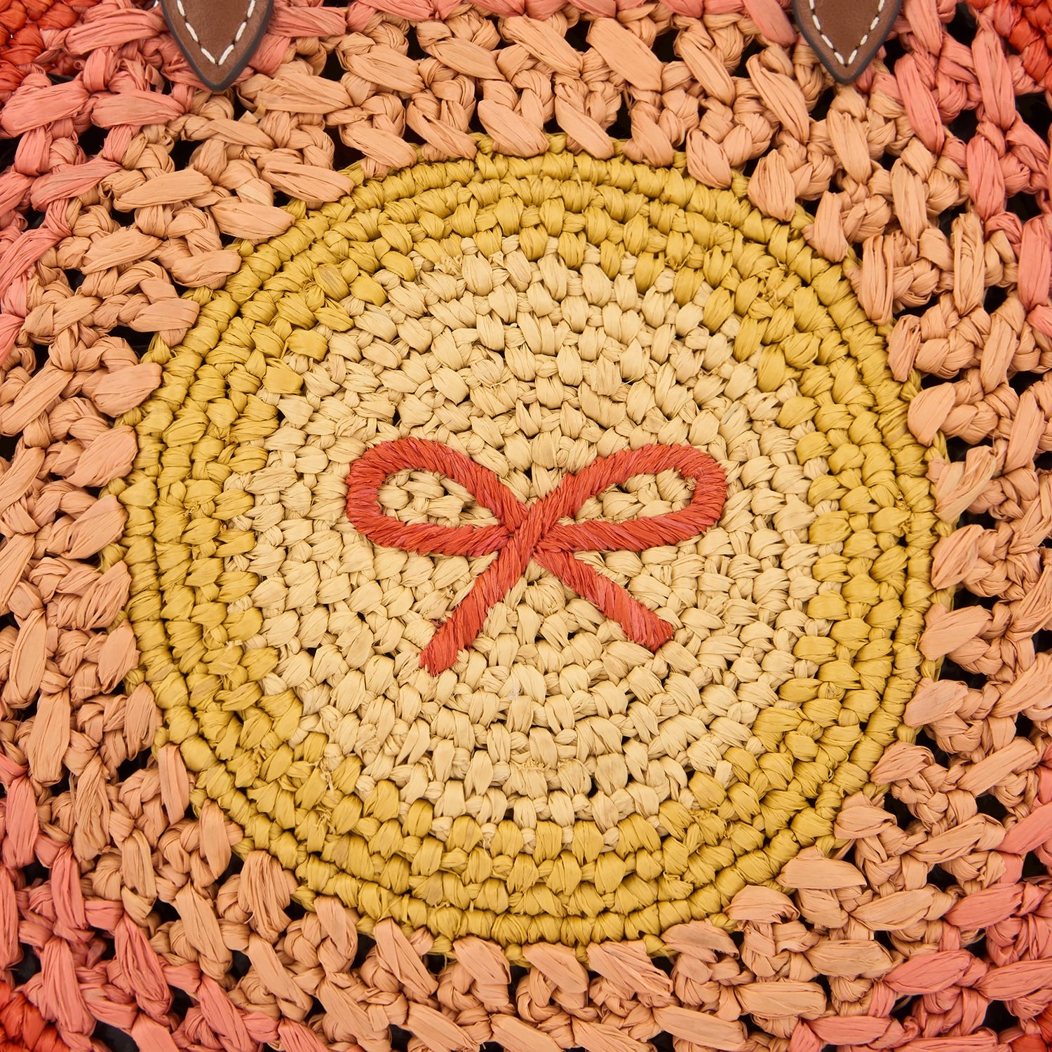 Raffia Small Round Bow Cross-body Tote