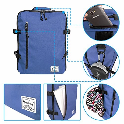 Rangeland Travel Backpack 2018 21L Carry-on Daypack Fits 15-inch Laptop Notebook and Travel Accessories, Blueberry  Meets IATA Flight Standards