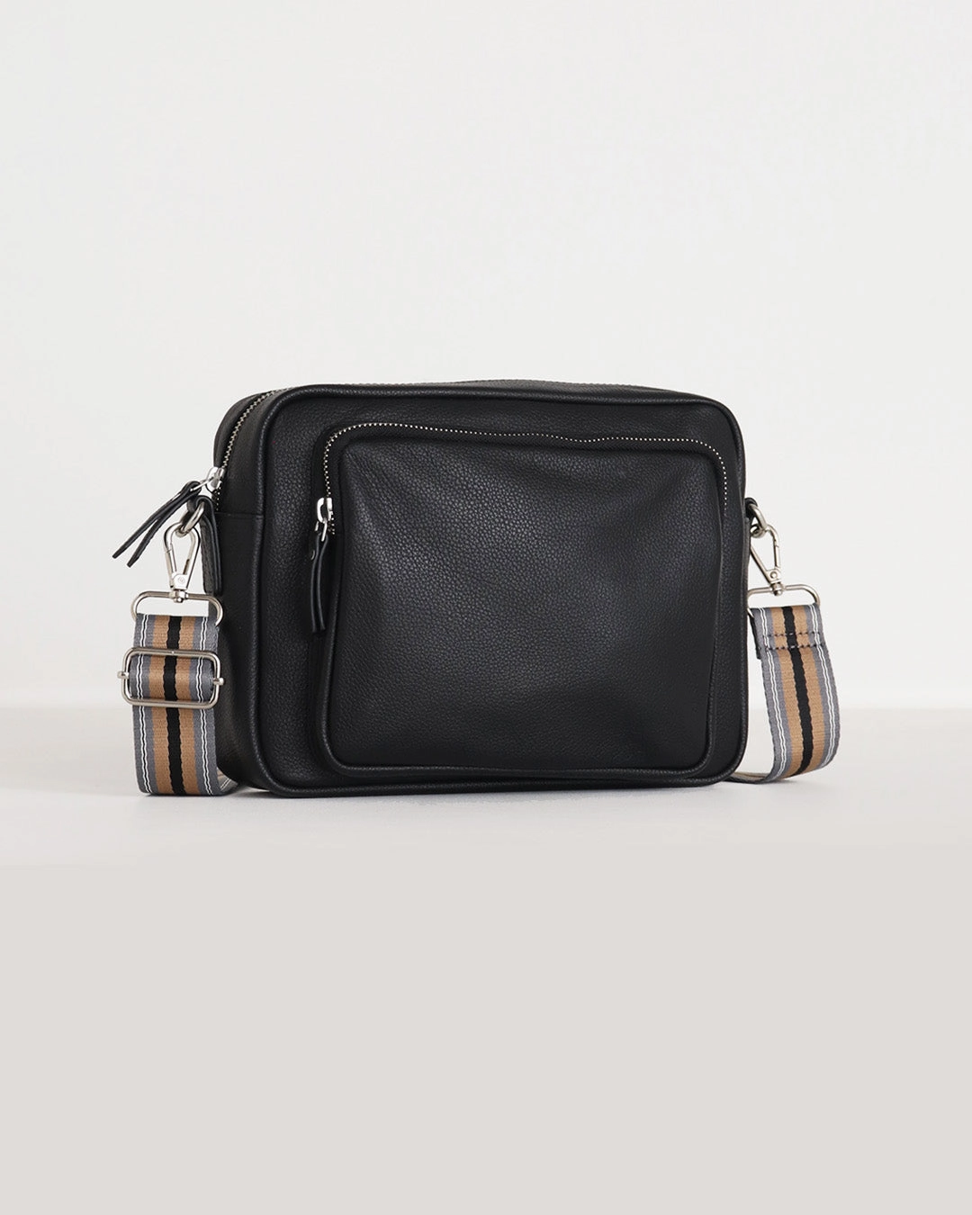 Raye Leather Maxi Crossbody Bag - Black