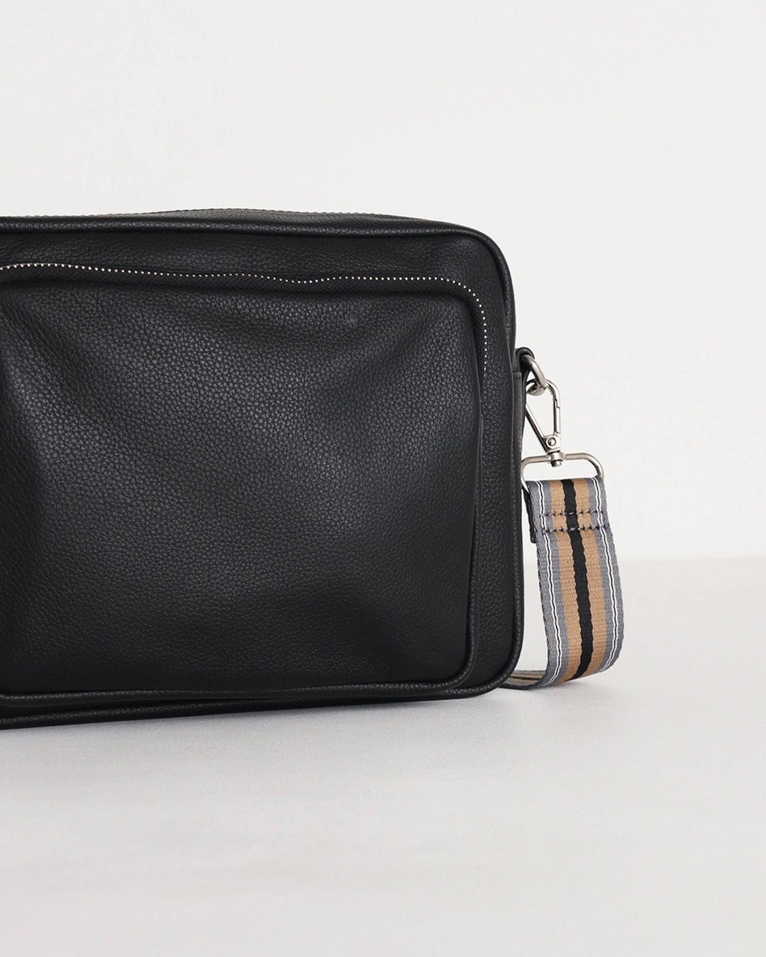 Raye Leather Maxi Crossbody Bag - Black