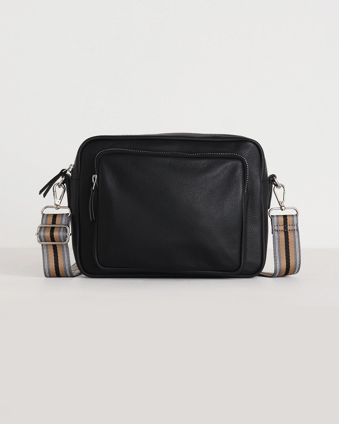 Raye Leather Maxi Crossbody Bag - Black