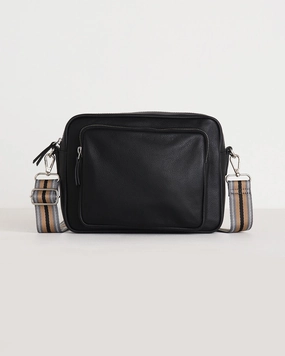 Raye Leather Maxi Crossbody Bag - Black