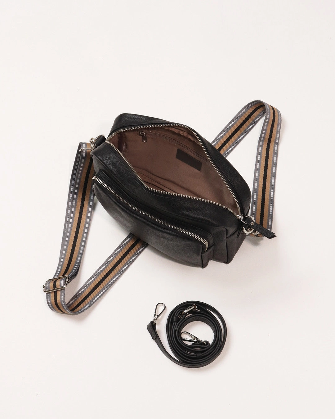Raye Leather Maxi Crossbody Bag - Black