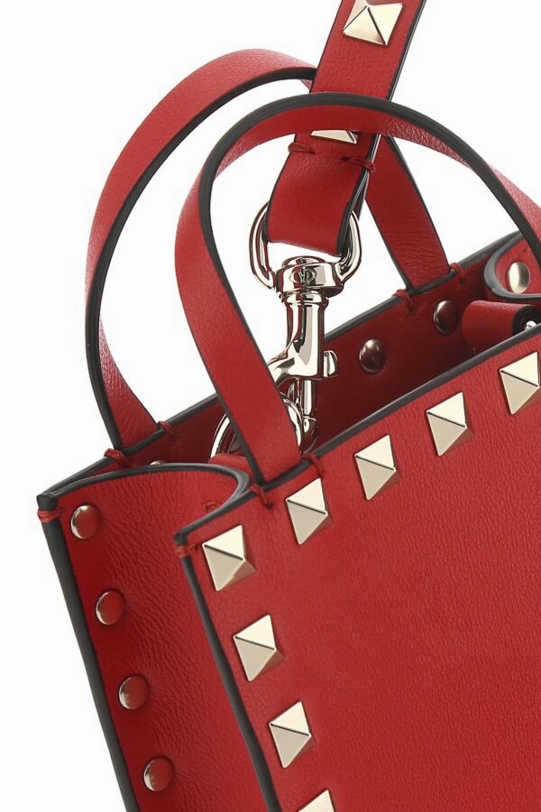 Red leather Rockstud Handbag
