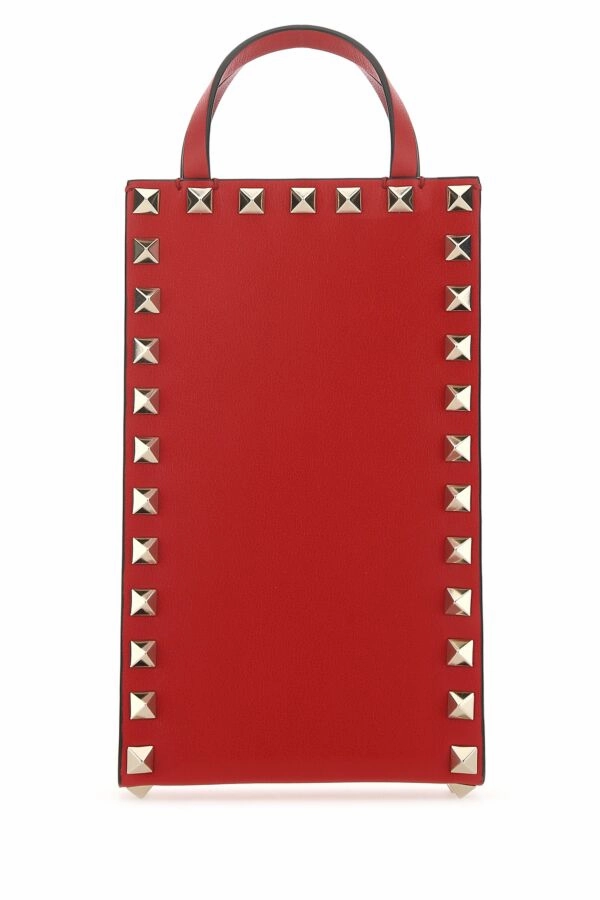 Red leather Rockstud Handbag