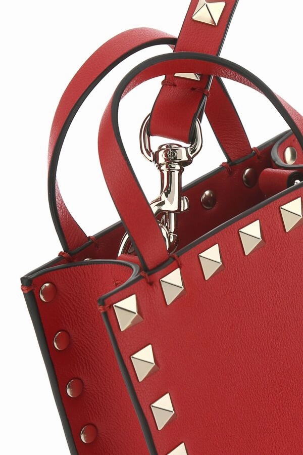 Red leather Rockstud Handbag