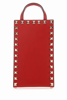 Red leather Rockstud Handbag