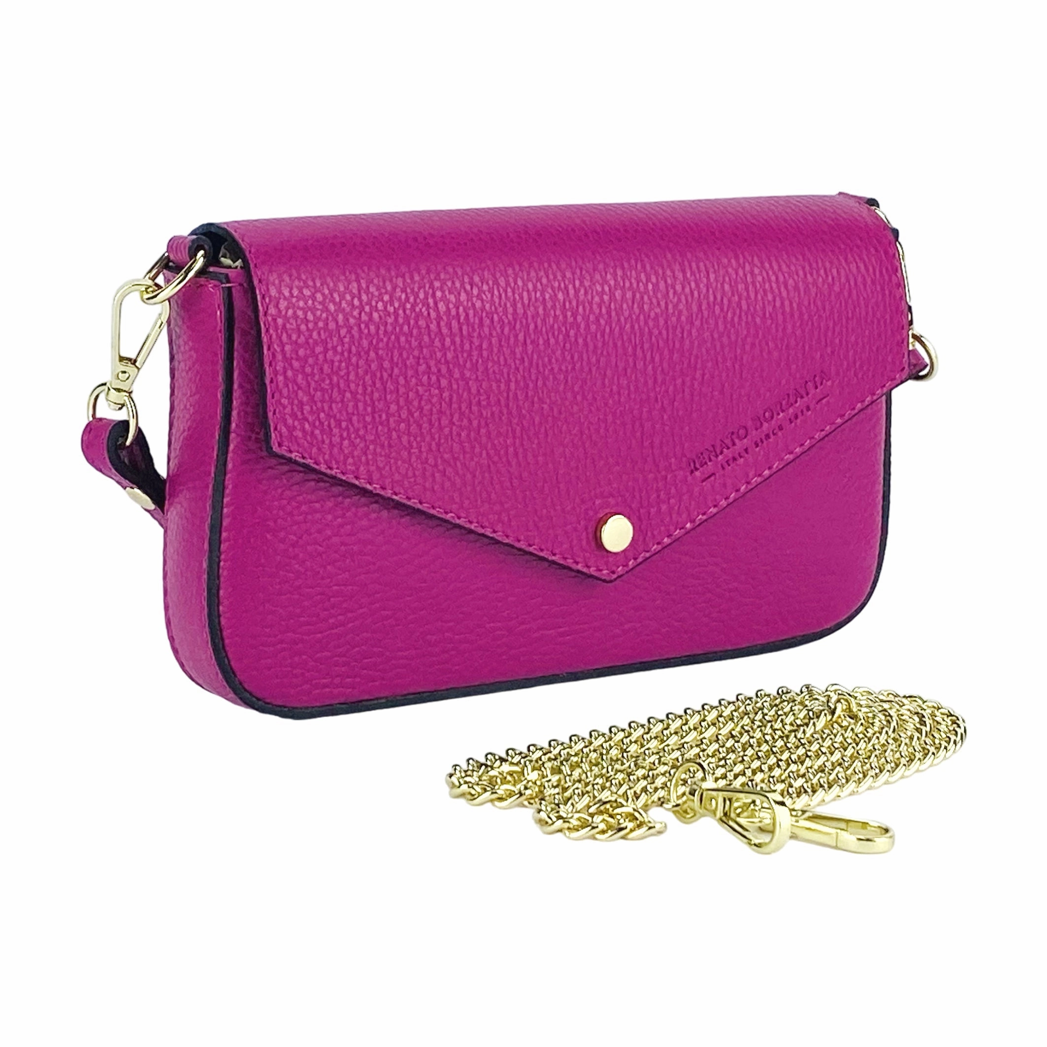 Renato Borzatta Small Chain Post Shoulder Bag Fuschia Pink