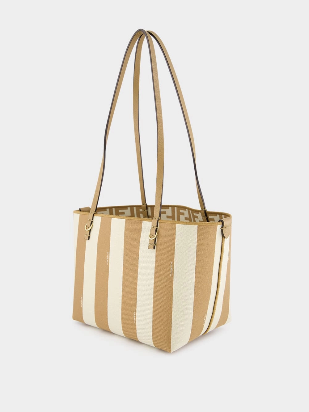 Reversible Pequin and Beige FF Small Shopper