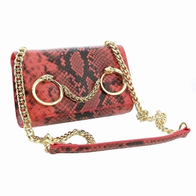 Roberto Cavalli Class Coral Snakeskin Textured Millie Deluxe Small Clutch for womens