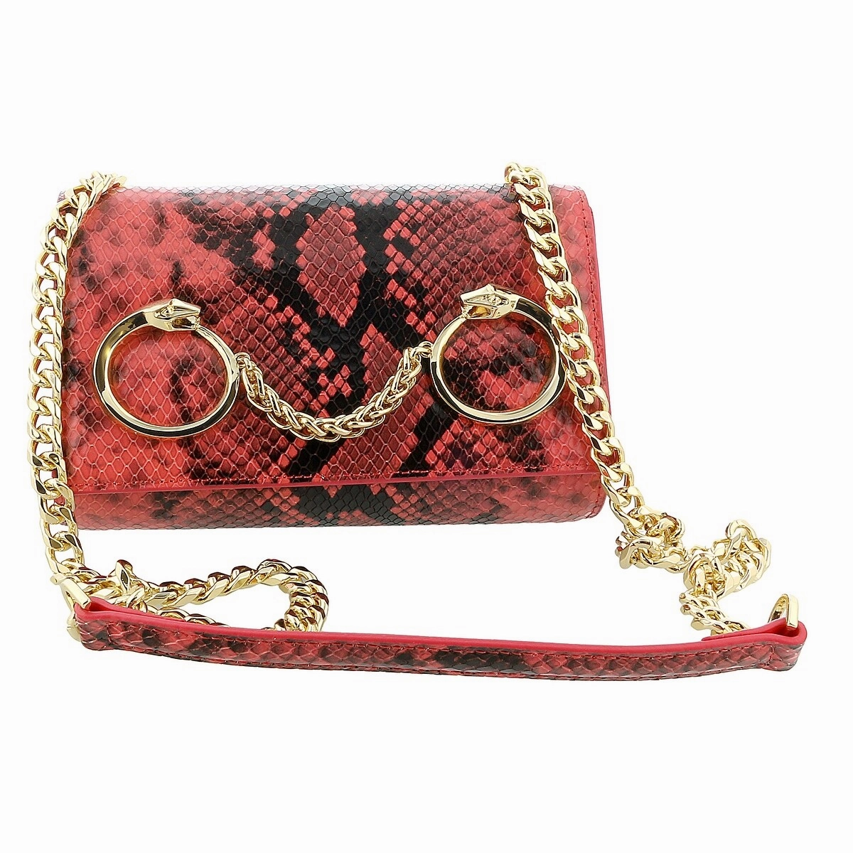 Roberto Cavalli Class Coral Snakeskin Textured Millie Deluxe Small Clutch for womens