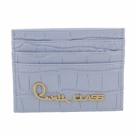 Roberto Cavalli Class Light Blue Embossed Dolly Credit Card Holder for womens