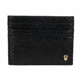 Roberto Cavalli Class Metal Black Lizzard Embossed Cleo Credit Card Holder for womens