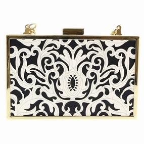 Roberto Cavalli HXLPD1 B01 Black/White Box Clutch for womens