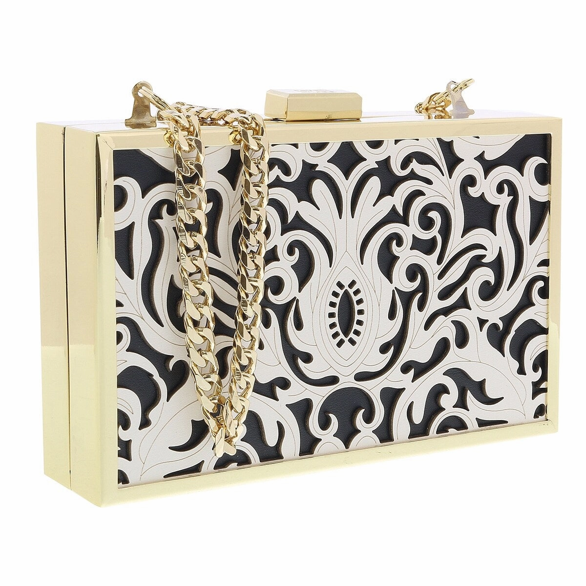 Roberto Cavalli HXLPD1 B01 Black/White Box Clutch for womens