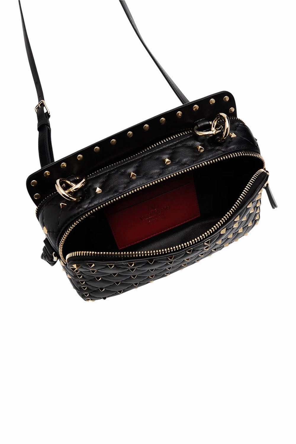 Rockstud Double Zip Leather Crossbody Bag