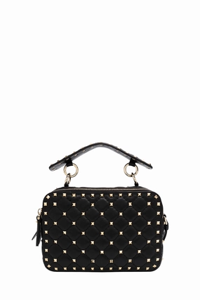 Rockstud Double Zip Leather Crossbody Bag