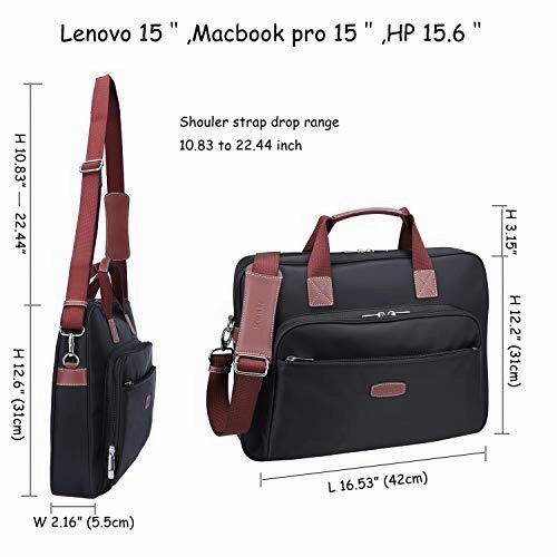 Ronts Black Nylon 14" Laptop Messenger Bag for Men Briefcase Business a4 Shoulder Work Tote Attache