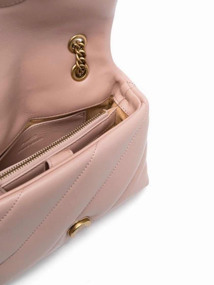 Rose Pink Calf Leather Quilted Handbag