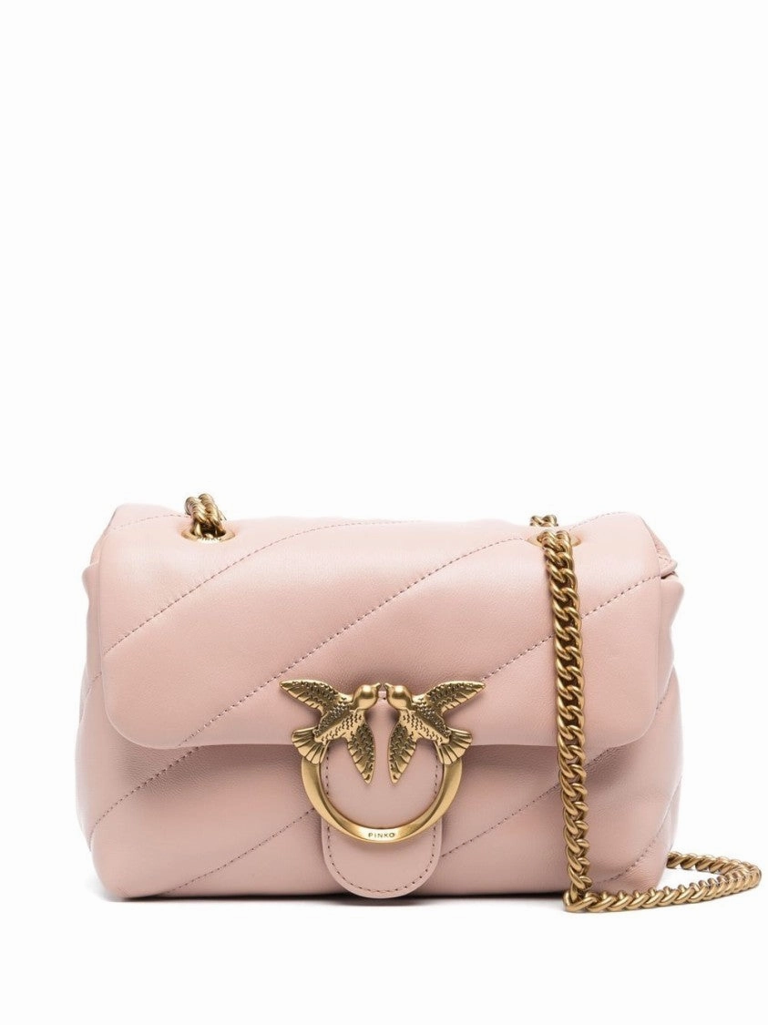 Rose Pink Calf Leather Quilted Handbag