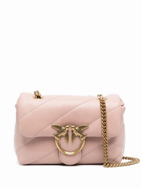 Rose Pink Calf Leather Quilted Handbag
