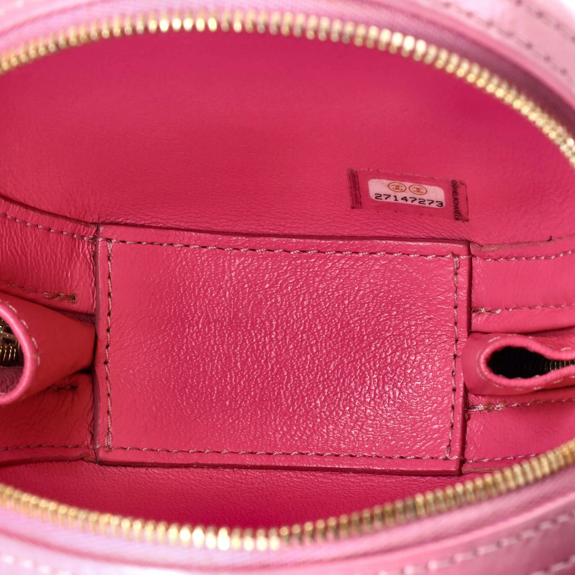 Round Chain Crossbody Bag Stitched Calfskin Small