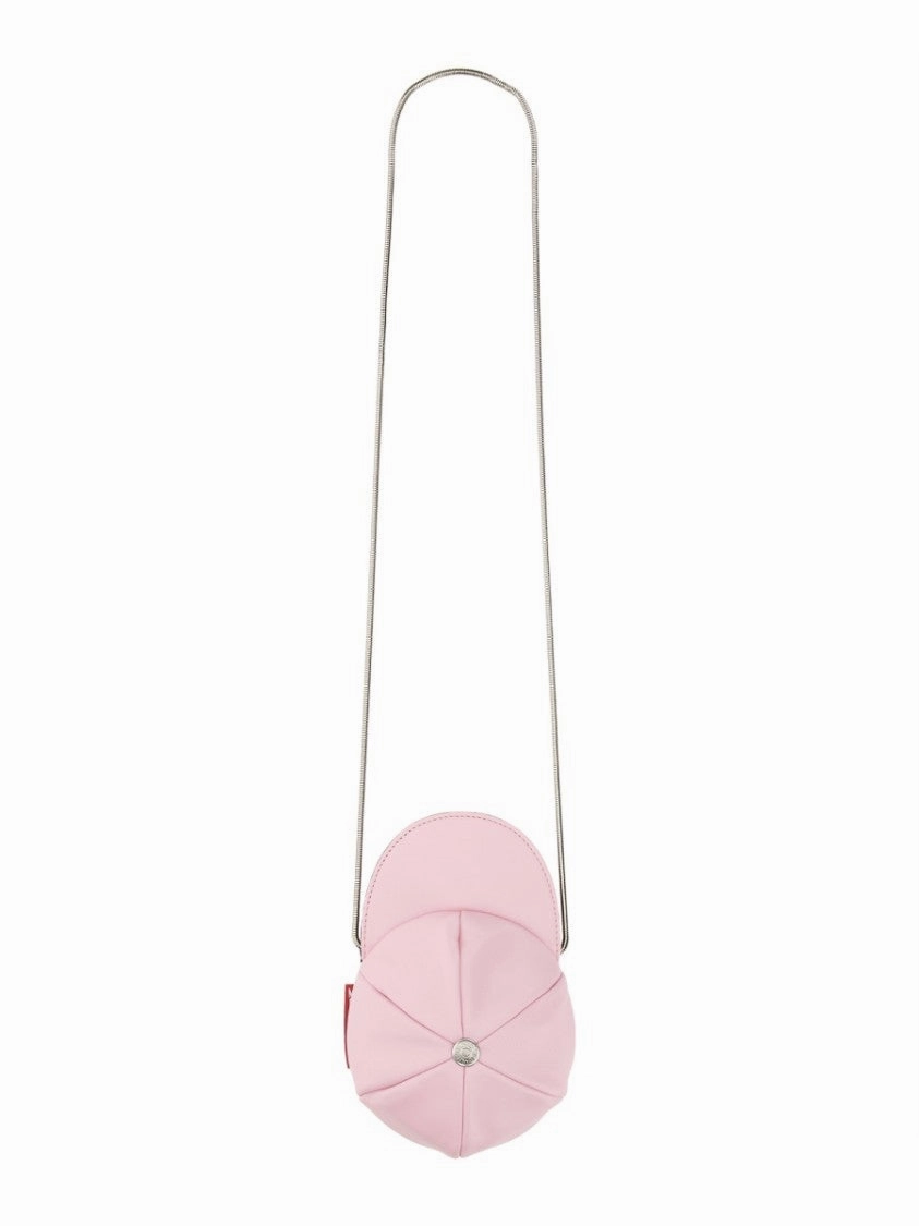 Rounded Cap-Style Mini Bag With Metallic Chain Strap
