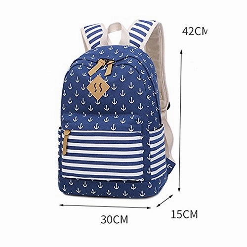 S Kaiko Navy Style Canvas Backpack Casual Daypacks School Backpack For Women And Men Laptop