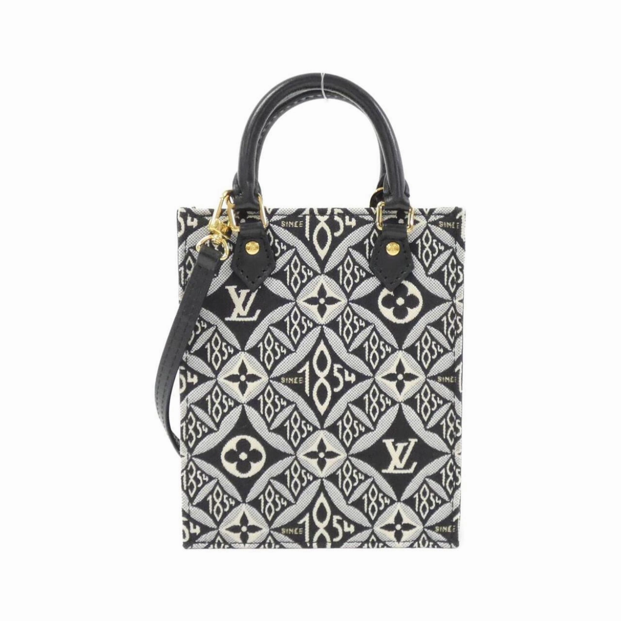 Sac Plat Canvas Shoulder Bag with Dust Bag and Strap