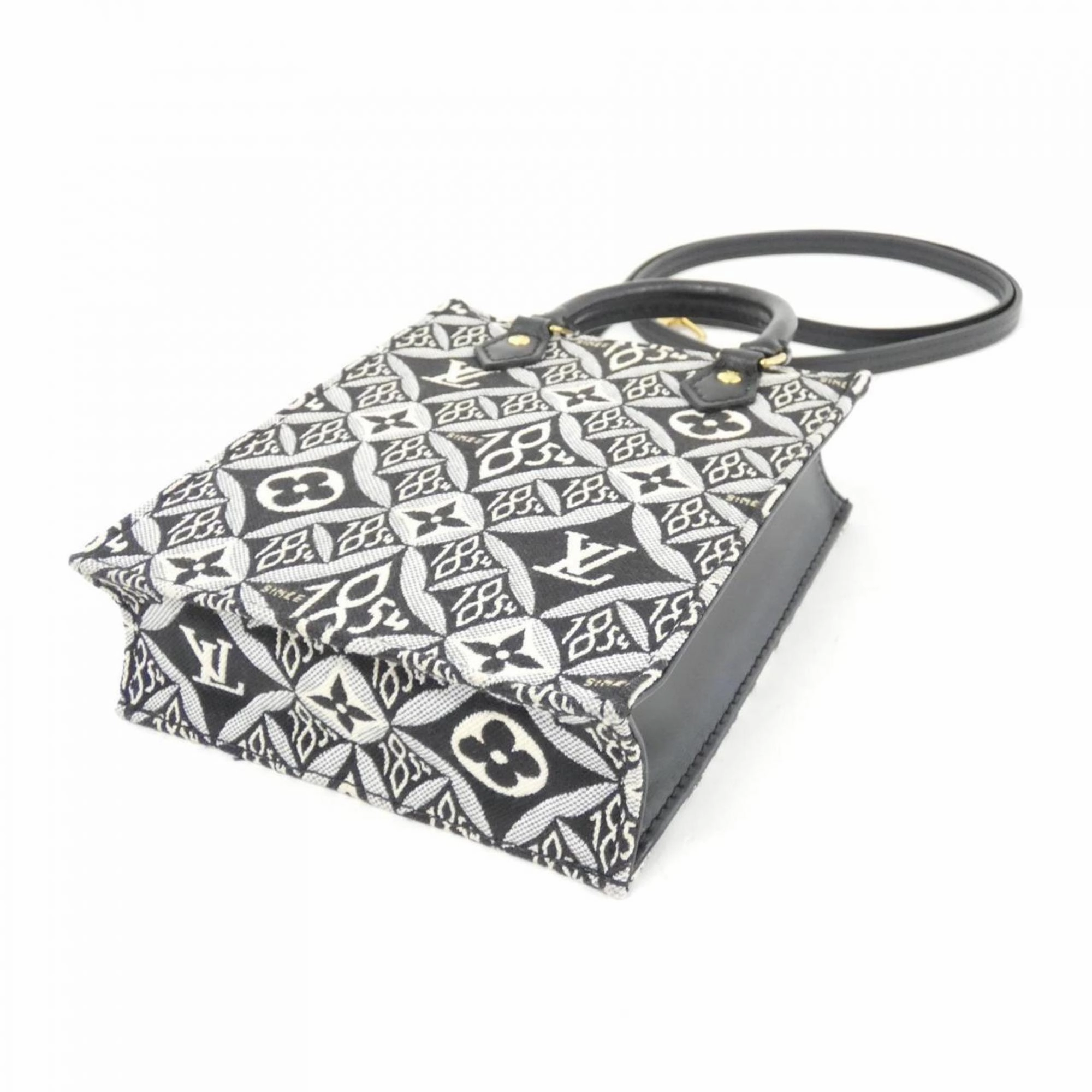 Sac Plat Canvas Shoulder Bag with Dust Bag and Strap