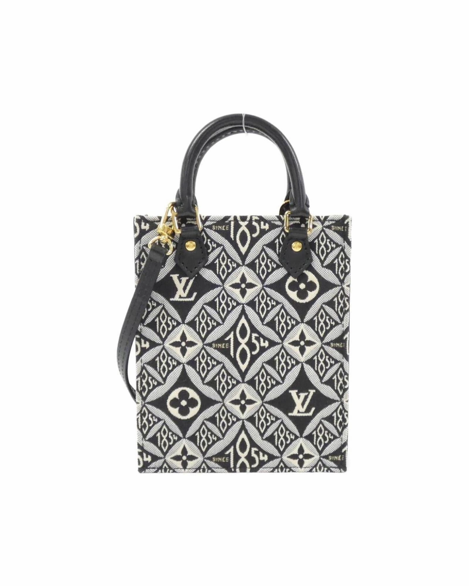 Sac Plat Canvas Shoulder Bag with Dust Bag and Strap
